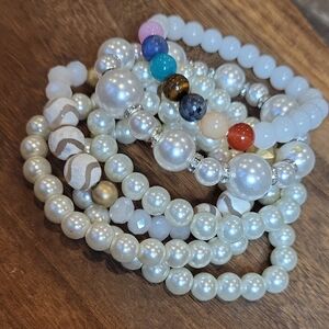 Pearl & Stone Stretchy Beaded Bracelets